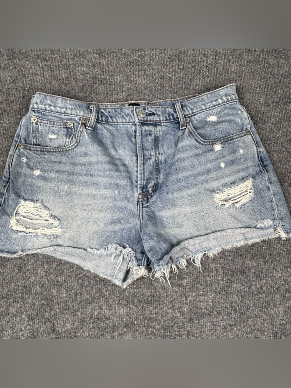 Gap Denim Jean Short HR Button Fly sz 31 Distressed Cutoff READ* Concert Beach